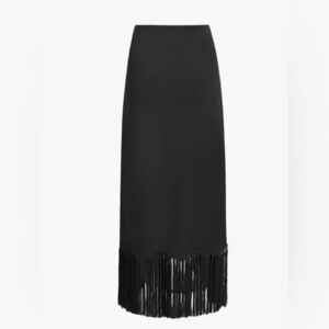 Zara Elegant Black Fringe Pencil Skirt size xs NWT Pockets and adjustable